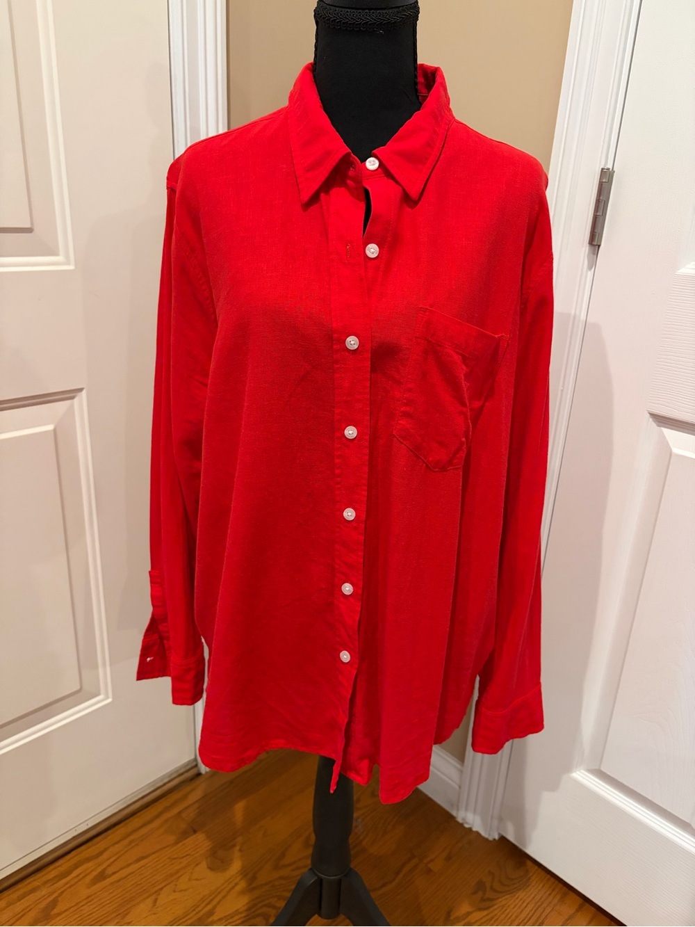 GAP Vibrant Red Linen Button-Down Shirt